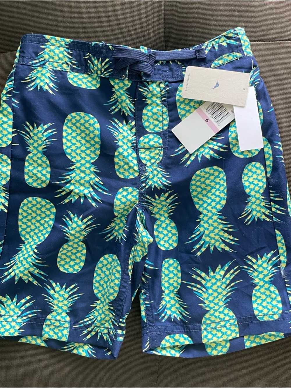 Tommy Bahama Navy Swim Trunks with Green Pineapple Print NWT